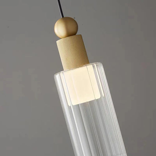 Modern glass and copper pendant light with 3 interchangeable cords - vue 6 sur 8