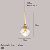 Modern glass pendant light with adjustable gold metal bulb