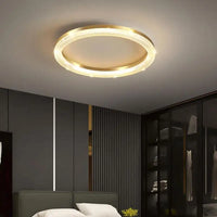 Modern luxury ceiling light with circular and rectangular LED rings