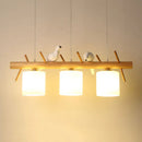 Nordic solid wood chandelier with birds