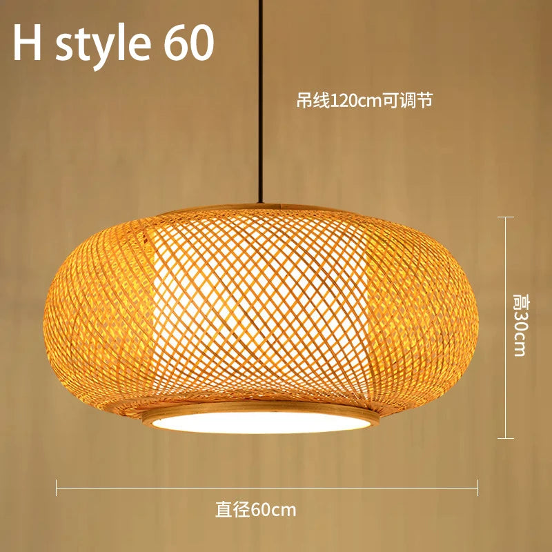 Handmade Chinese style bamboo chandelier with vintage pastoral weaving - vue 26 sur 30