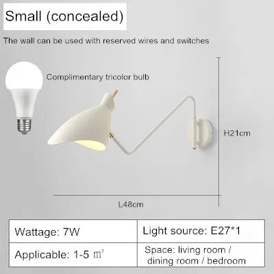 Adjustable long arm creative LED wall light - vue 7 sur 11