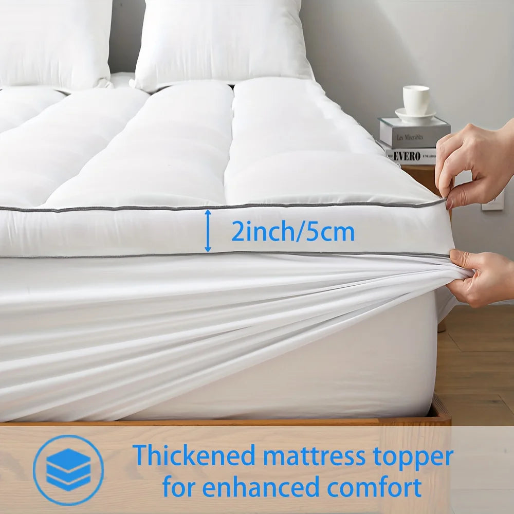 1pc Cooling Mattress Topper, Extra Thick Quilted Mattress Pad Cover with Deep Pocket, Fluffy & Soft Knitted Mattress Protector - vue 4 sur 6