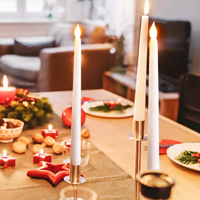 set of flameless flickering LED candles for Christmas decoration - vue 3 sur 15