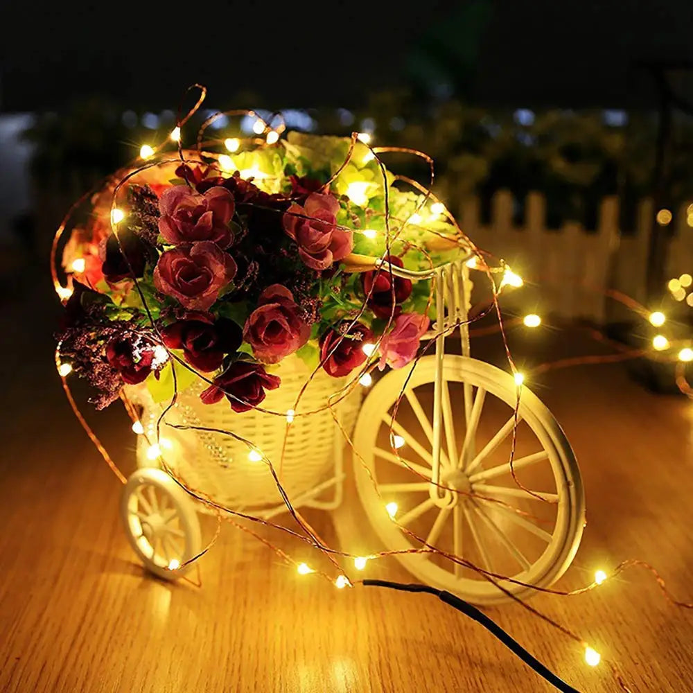 Copper wire LED string lights for party decorations - vue 4 sur 15