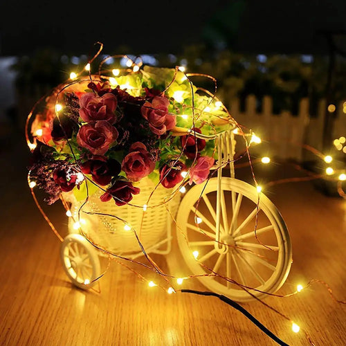 Copper wire LED string lights for party decorations - vue 5 sur 15