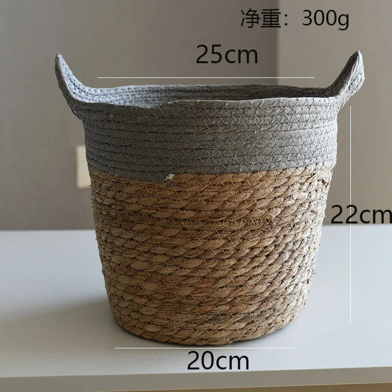 straw storage basket for modern craft decor - vue 11 sur 12