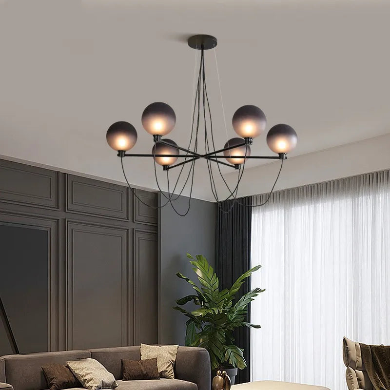 Nordic retro industrial glass ball chandelier - vue 3 sur 7