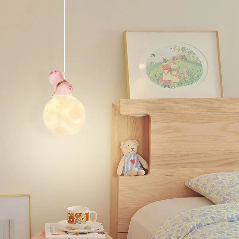 Cartoon animal pendant light for children astronaut cat unicorn