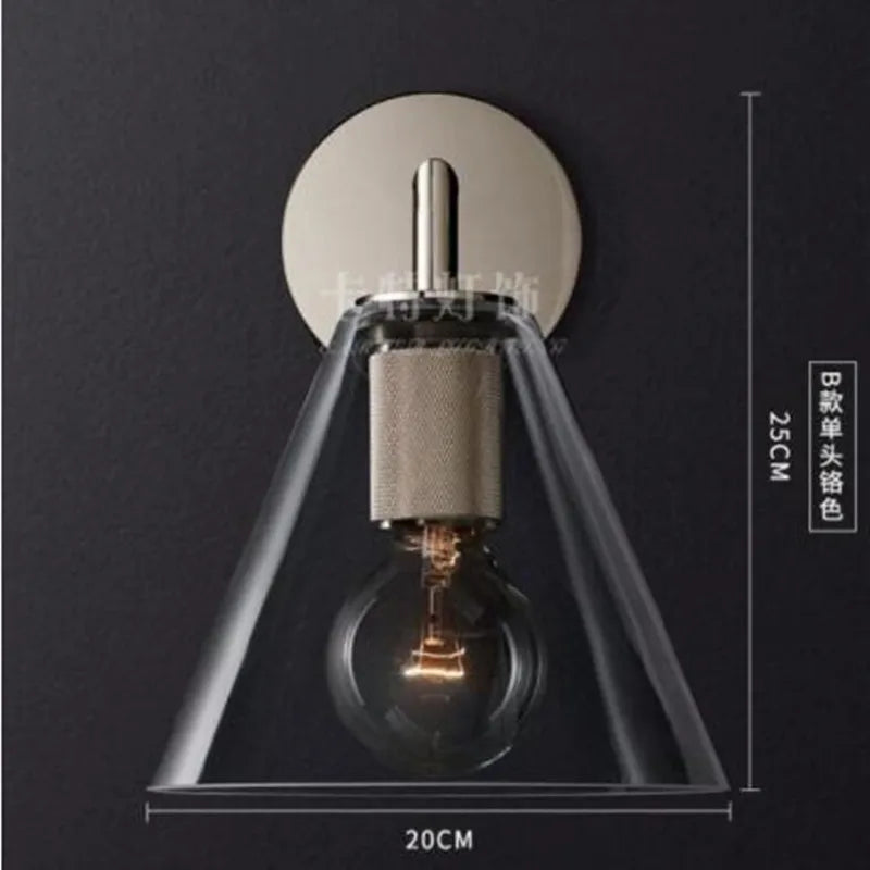 LED wall light with glass and metal shade - vue 17 sur 21
