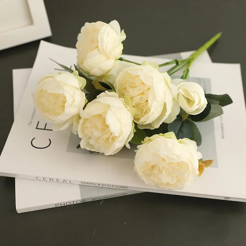 bouquet de pivoines vintage en soie décoration festive pour toutes occasions