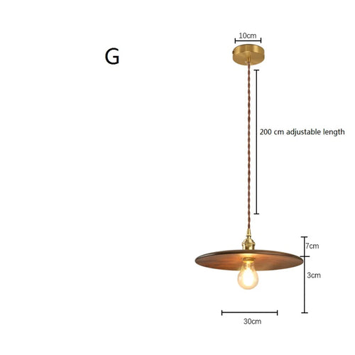 Nordic modern LED pendant light in brass and wood, loft kitchen island hanging lamp, home decor lighting, designer suspension - vue 14 sur 17