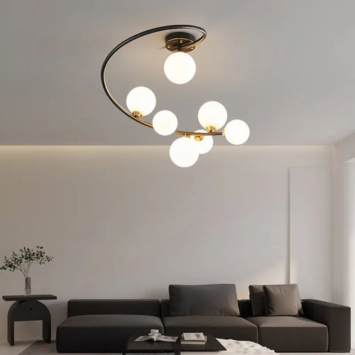 Modern irregular copper ceiling light with customisable LED lighting - vue 4 sur 9