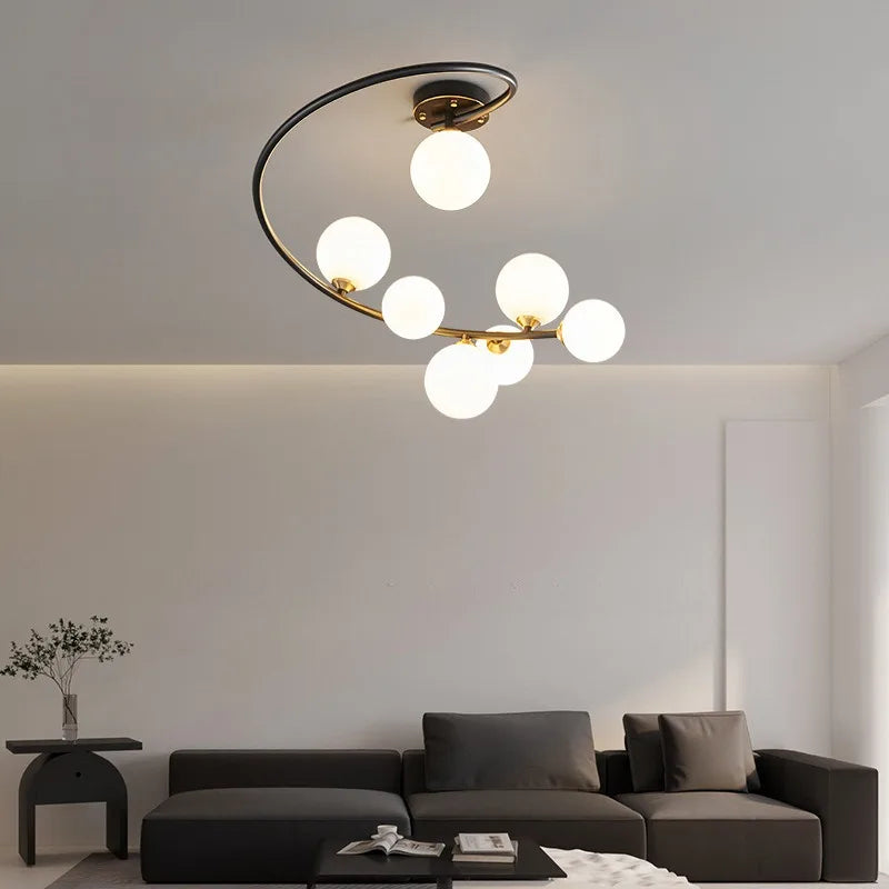 Modern irregular copper ceiling light with customisable LED lighting - vue 3 sur 9