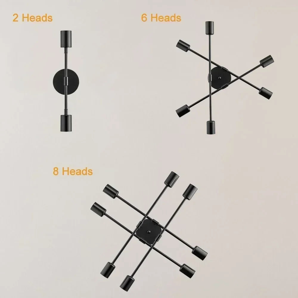 Modern nordic sputnik semi flush chandelier with electroplated finish - vue 3 sur 13