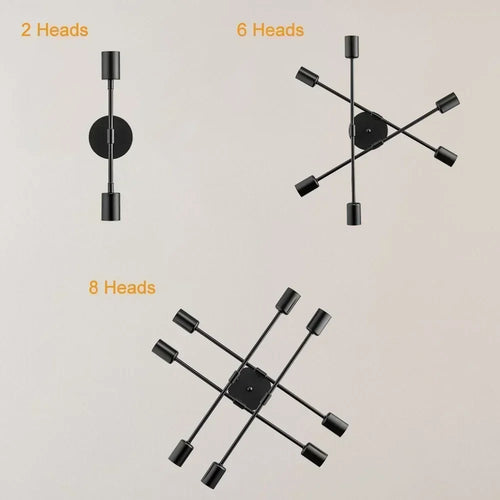 Modern nordic sputnik semi flush chandelier with electroplated finish - vue 4 sur 13