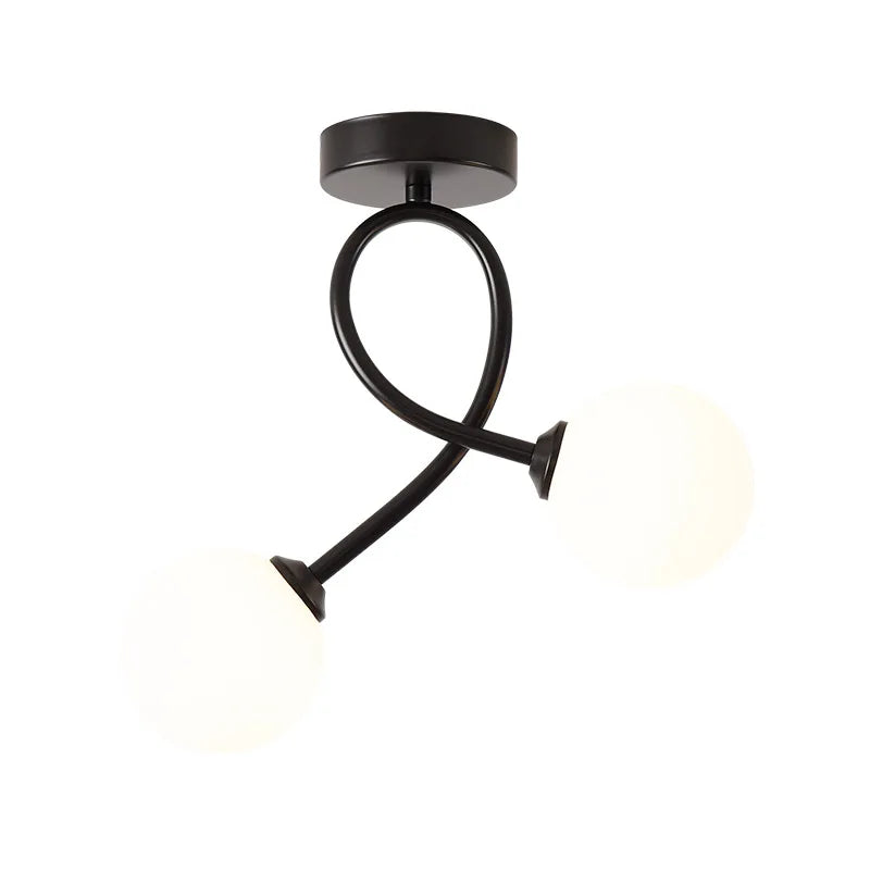 Black and gold glass ceiling light for hallway, balcony, entryway, cloakroom - vue 6 sur 8