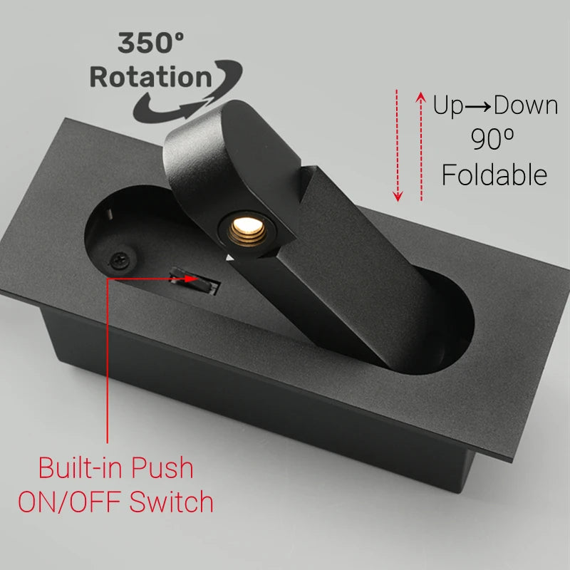 Modern folding LED wall light with adjustable angle for hotel - vue 4 sur 17