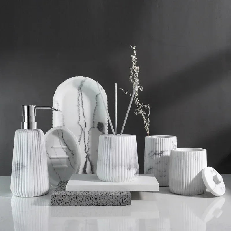 stoneware bathroom accessories for storage and decoration