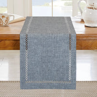 Modern openwork linen table runner for dining