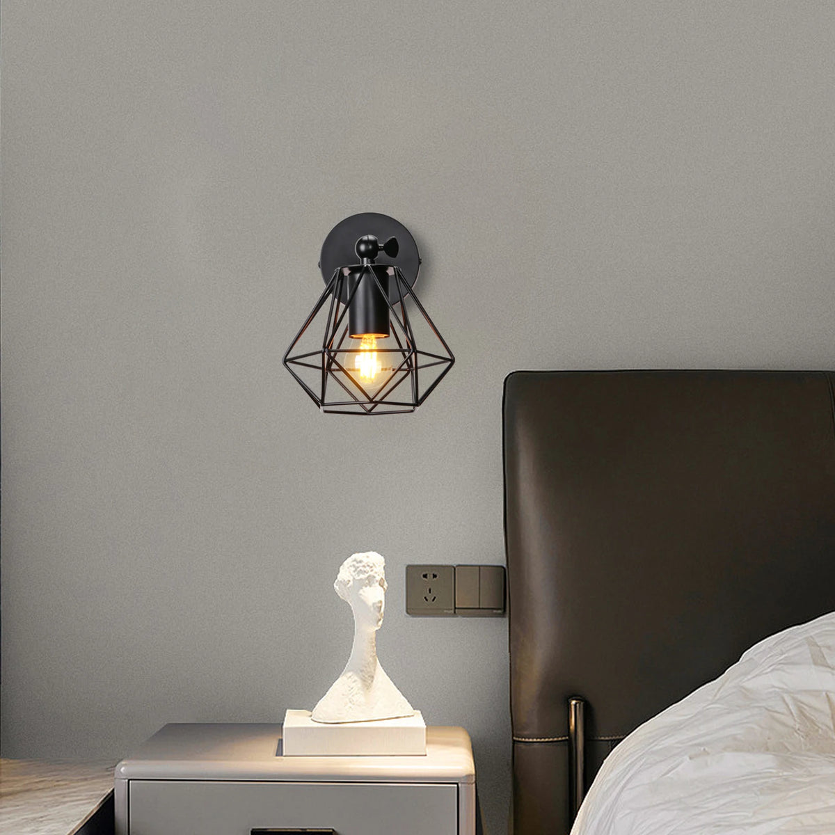 Industrial loft vintage cage LED wall light - vue 3 sur 10