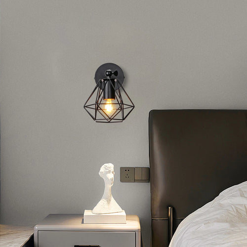 Vintage industrial cage loft LED wall light for indoor lighting - vue 3 sur 10