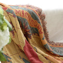 Bohemian world map knitted throw blanket