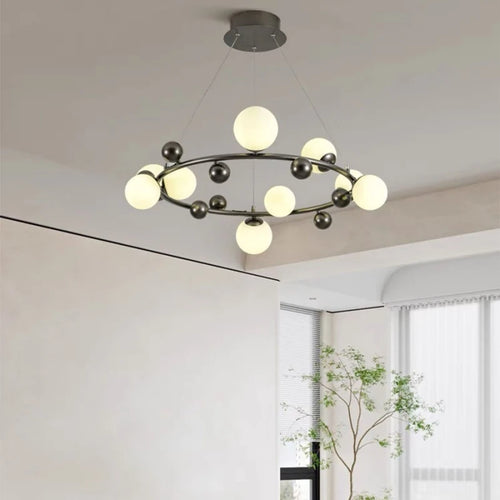 Nordic metal and decorative glass ceiling pendant for interiors - vue 3 sur 13