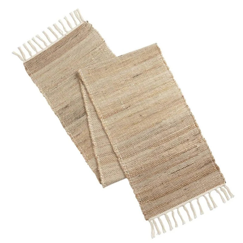 Rustic jute table runner with braided tassels - vue 5 sur 7