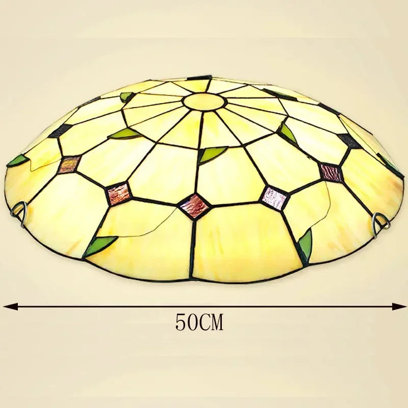 Mediterranean bohemian Tiffany stained glass chandelier for interior decor - vue 8 sur 9