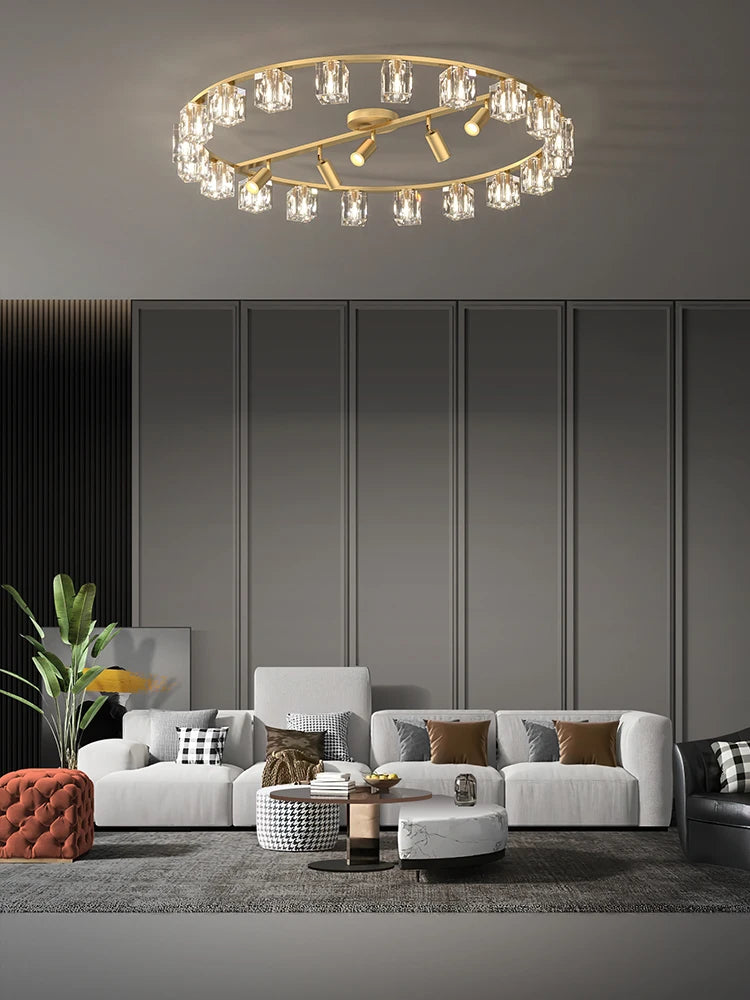 Copper and crystal chandelier for modern decor 2024 - vue 3 sur 10