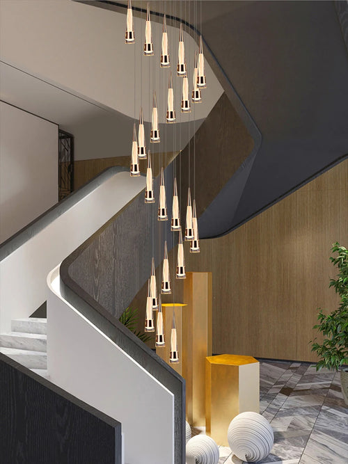 Modern minimalist chandelier for staircases in contemporary acrylic design - vue 2 sur 15