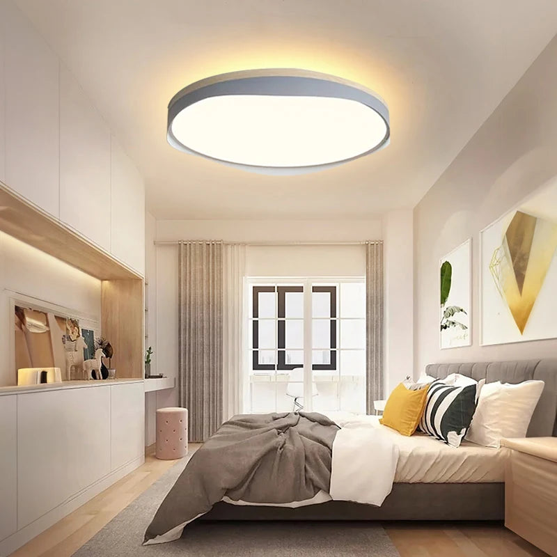 Modern circular wood grain LED ceiling light decorative lighting