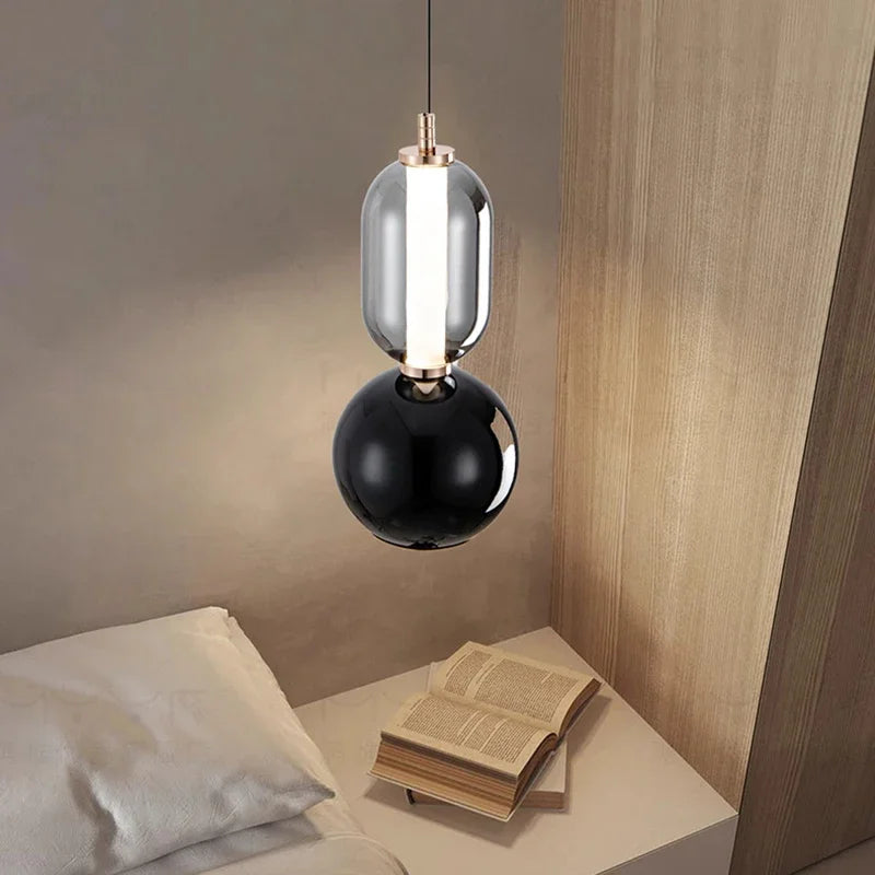 Creative nordic style glass and iron pendant light