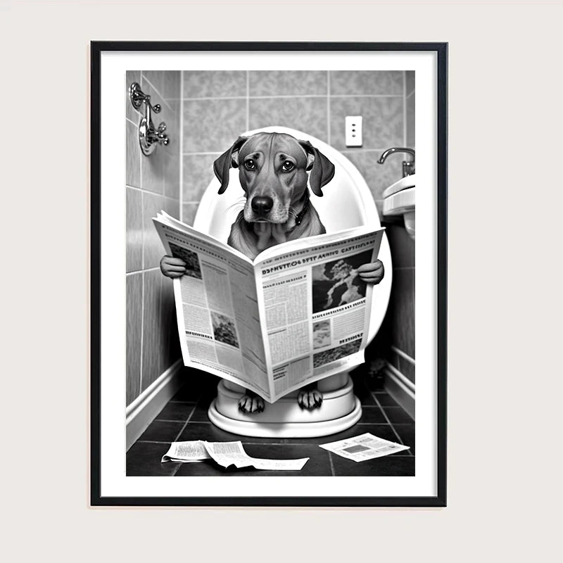 décoration murale humoristique animaux assis sur toilettes - vue 5 sur 7