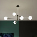 Modern LED copper chandelier with frosted glass ball