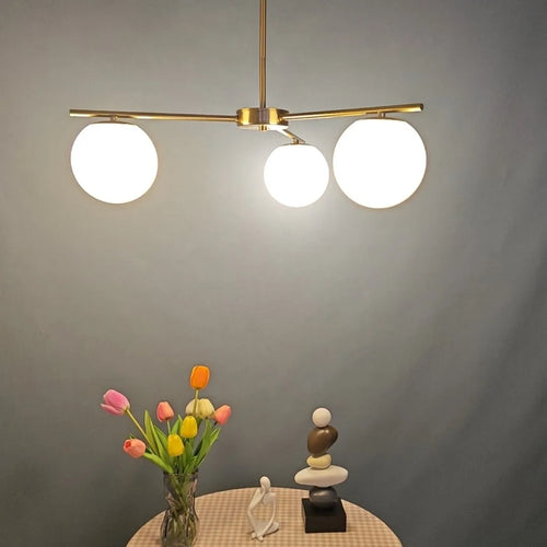 Modern Nordic milky glass chandelier for home decor - vue 3 sur 7