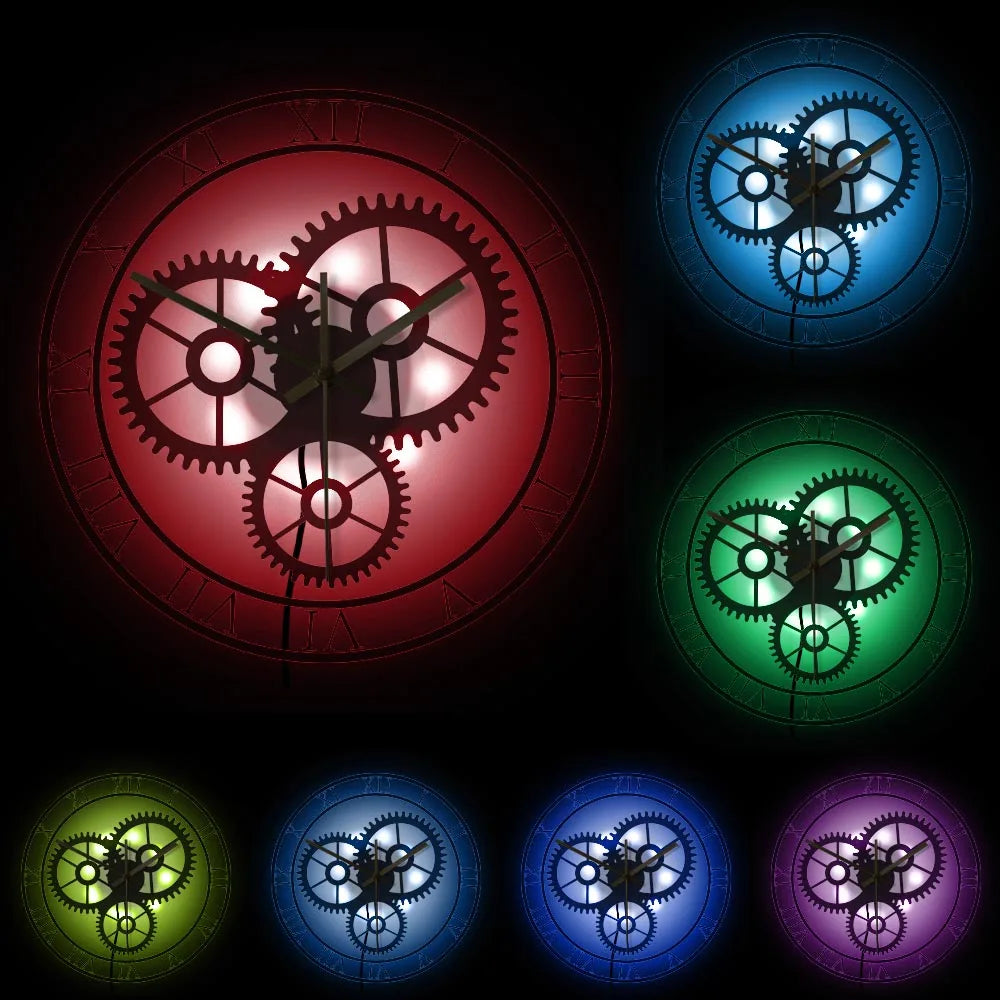 retro silent wall clock with roman numerals and mechanical gears - vue 8 sur 8