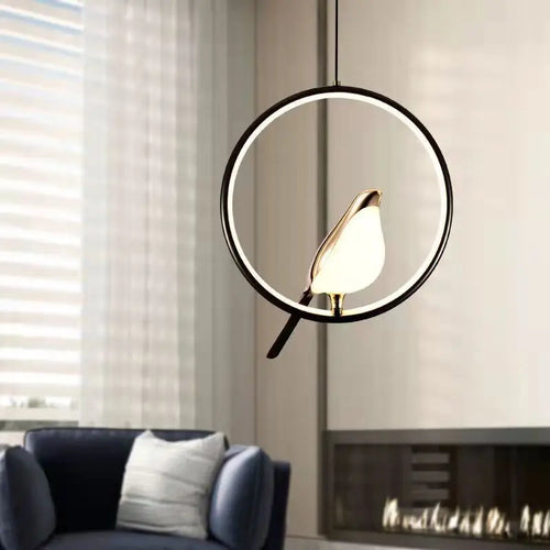 Nordic creative magpie LED pendant light for study, bedroom or bedside - vue 3 sur 14