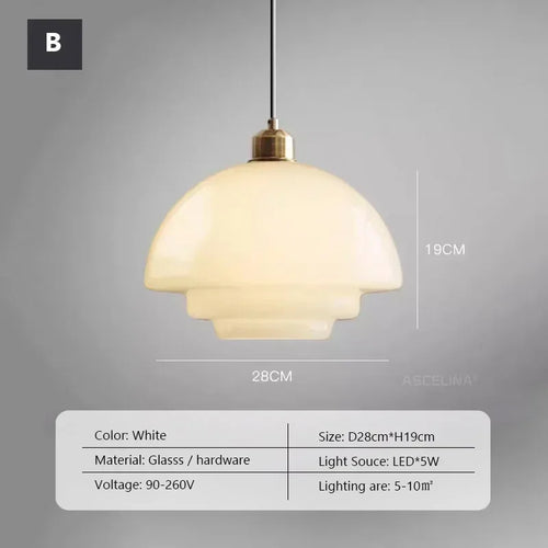 Modern Nordic style milk glass decorative pendant light - vue 10 sur 9