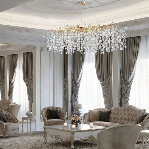 Luxury crystal chandelier with LED branches for modern interiors - vue 4 sur 14