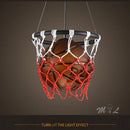 Acrylic pendant light with basketball hoop design