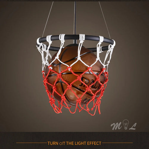 Acrylic pendant light with basketball hoop design - vue 5 sur 8