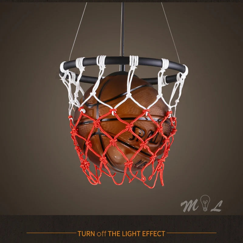 Acrylic pendant light with basketball hoop design - vue 5 sur 8