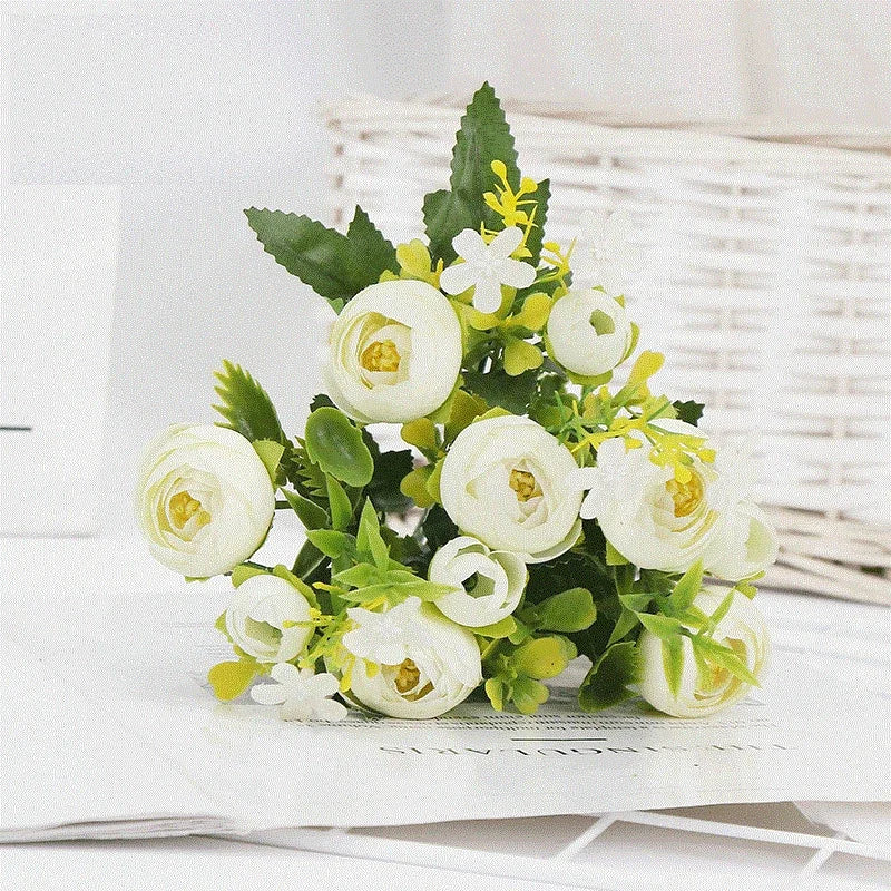 Silk artificial rose bouquet for elegant decor - vue 6 sur 10
