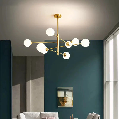Modern glass pendant light in minimalist Nordic style for indoor decoration - vue 6 sur 9