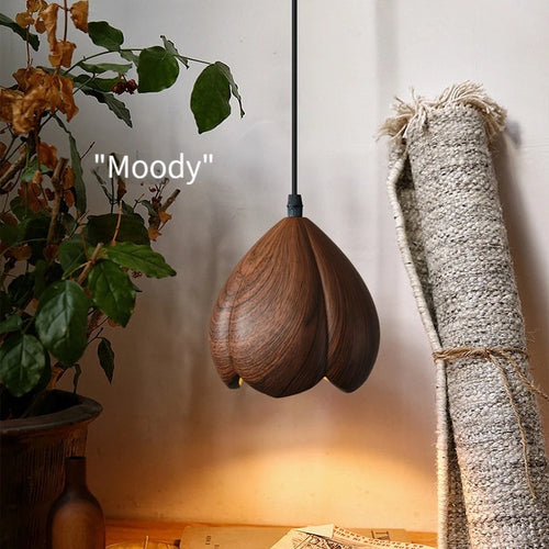Handmade modern walnut wood pendant light home decor - vue 2 sur 11