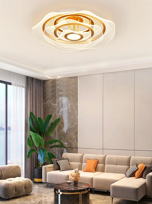 Luxury gold LED chandelier for stylish interiors - vue 2 sur 12