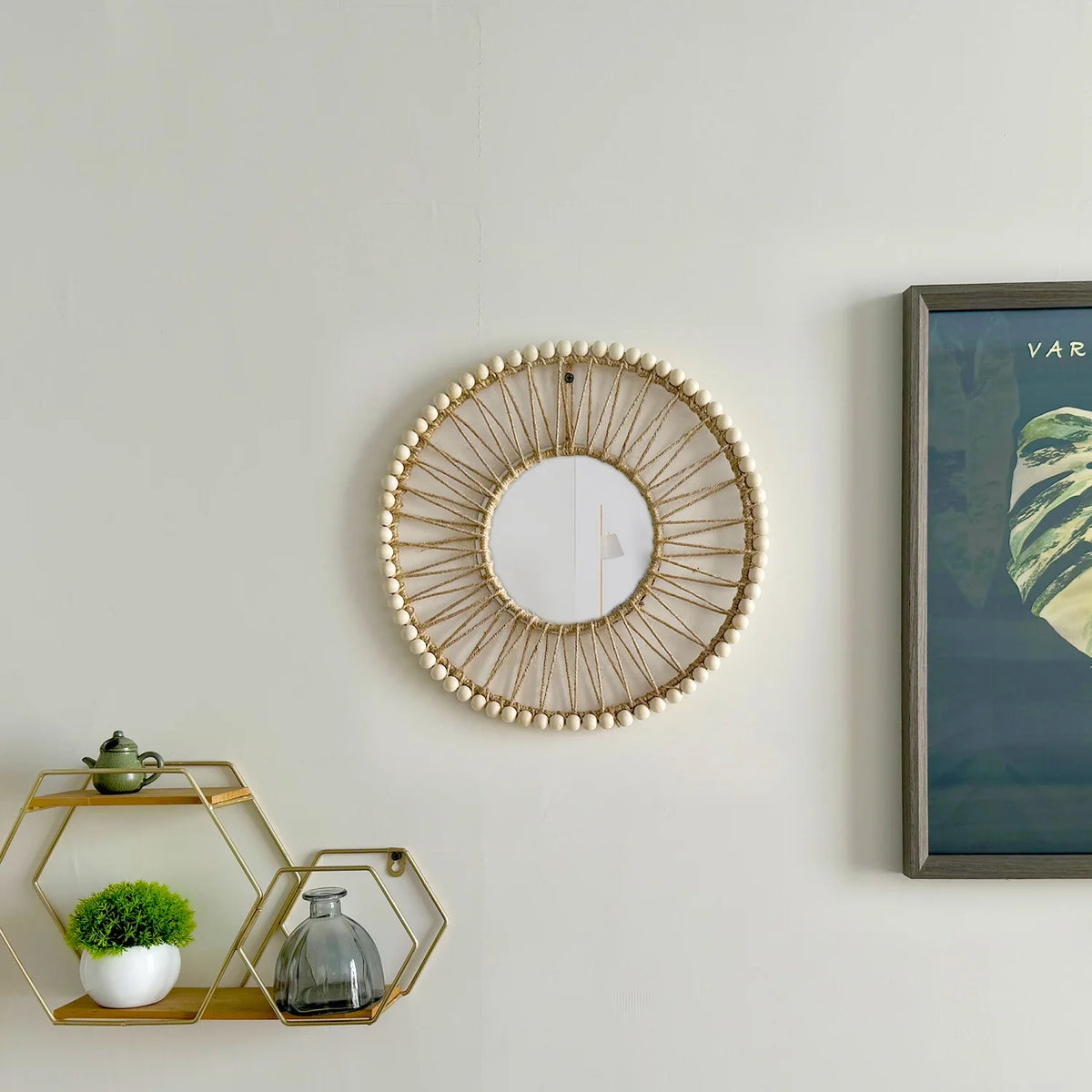 miroir décoratif nordique tissé à la main pour intérieur élégant - vue 5 sur 7