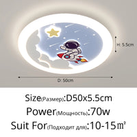 Astronaut ceiling light for children's room with playful and protective design